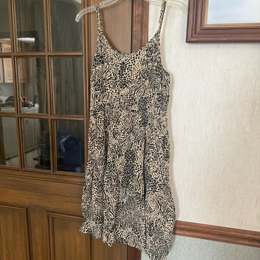 Vero Moda Black and Cream Animal Print Mini Dress